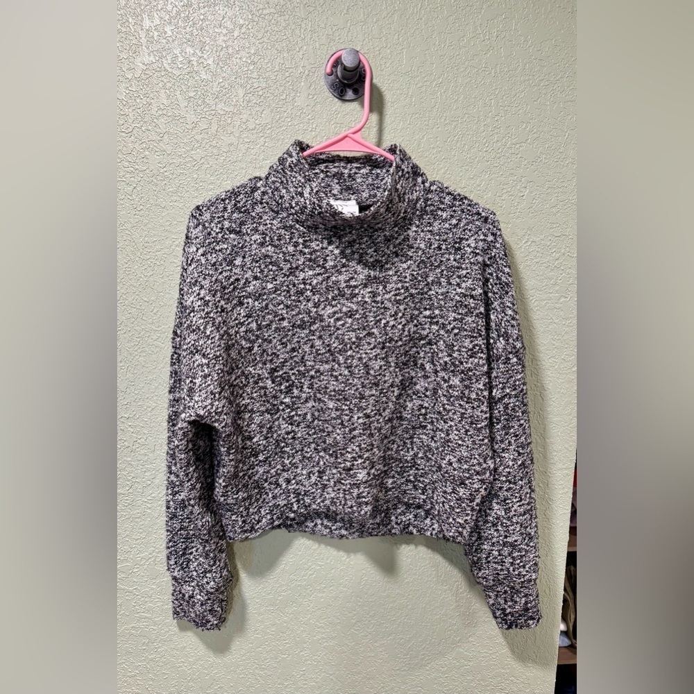Aerie Black and White Cowl Neck Sweater